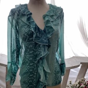 Women Button down ruffled bouse